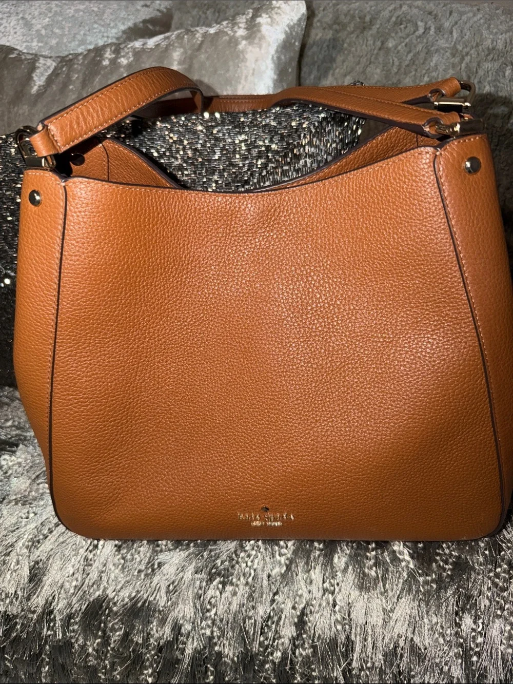 kate spade Pebbled Leather Shoulder Bag in Cognac Brown w wallet